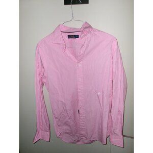 Polo Ralph Lauren Stripe Button Down Dress Shirt Pink Size M Long Sleeve